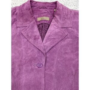 Vintage i.e. Purple Suede Leather Jacket Blazer XL 90s Y2K Button Front Lined